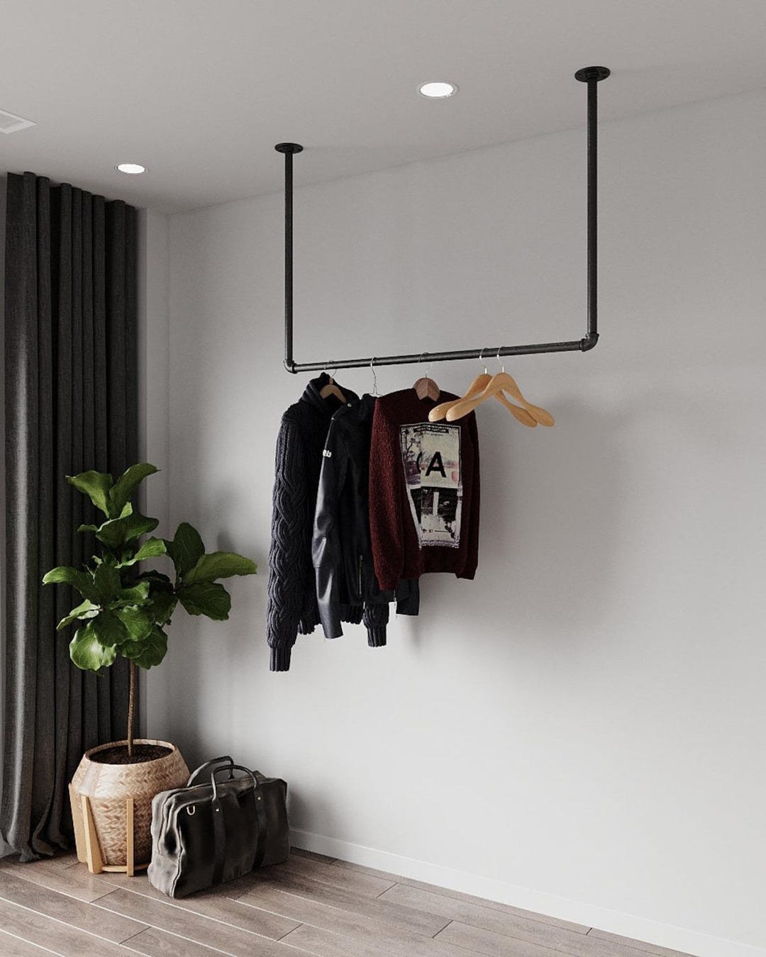 Cloakroom Rail Ceiling Clothes Rail Clothes Hanger Wall Mounted Rail ...