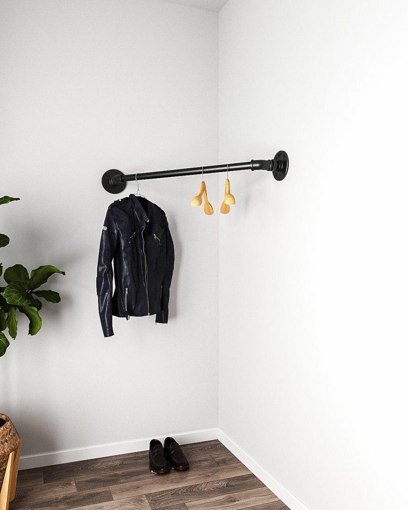 Industrial pipe corner clothing rack corner hanger Industrial hanger retail display image 1