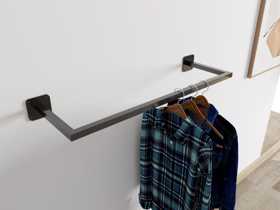 Modern Black white Clothes Rail Rectangle U shape Design Wall