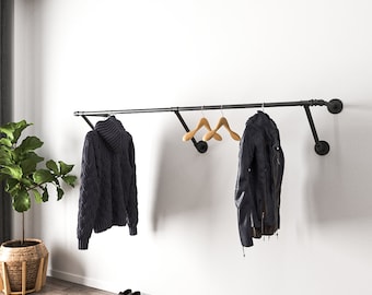 Wall mounted clothes rail, Garment rack, Pipe rack, Clothes hanging rack, Hanging rail, Clothes rack Custom Made