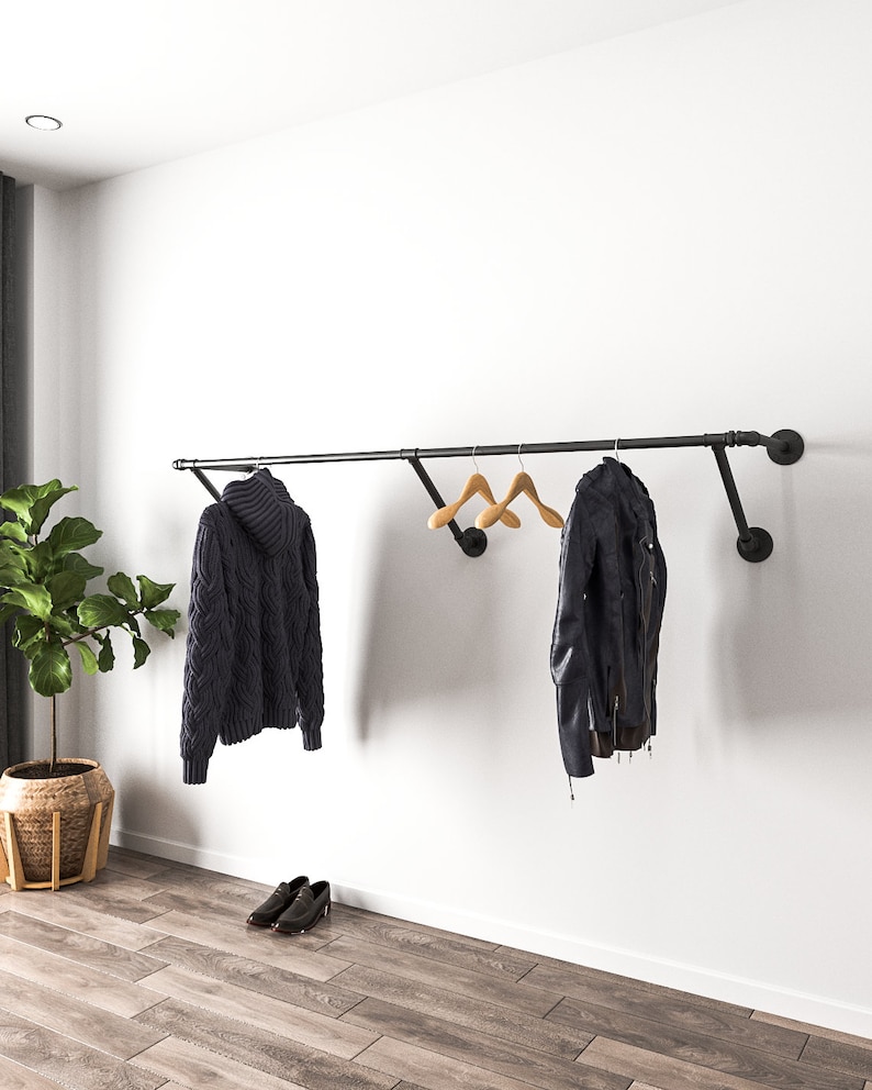 Wall mounted clothes rail Garment rack Pipe rack Clothes Etsy
