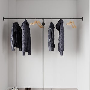 Wall To wall Clothes Rack Pipe Industrial Garment Rack Made To order Urban style