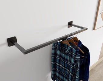 Modern Powder-Coated Clothes Rail: Wall/Ceiling Mount Wardrobe Organizer