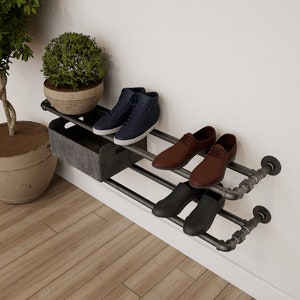 Vintage Style Wall Mounted Shoe Rack shoe rack made of metal pipe shoe organizer, the listing is for one shoe rack