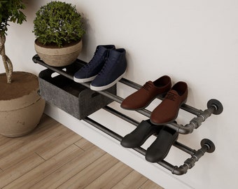 Vintage Style Wall Mounted Shoe Rack shoe rack made of metal pipe shoe organizer, the listing is for one shoe rack