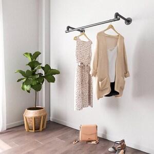 Wall Mounted pipe Clothing rack Made to order Urban style Steampunk design image 2