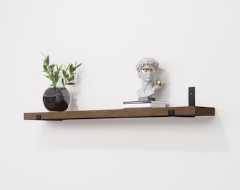 Rustic Wooden Handmade Shelf | Reclaimed Wood Shelves with Metal Brackets for Home Decor & Storage