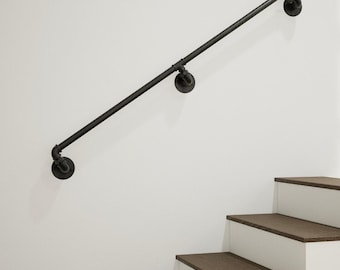 Handmade Stair Hand Rail, Bannister| Brackets | Cast Iron Industrial Vintage & Urban Retro Pipe Designs