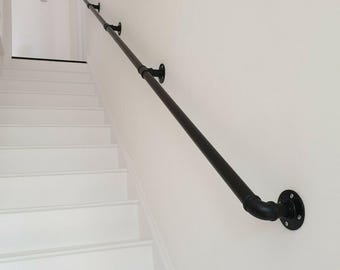 Industrial Wrought Iron Stair Handrail: Handmade Urban Bannister