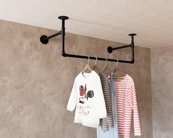Handmade Industrial Drying Rack - Rustic Plumbing Pipe Design - Laundry Room Clothing Bar - Unique