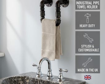 Industrial Pipe Paper Towel Holder With Shelf - Rustic Farmhouse Wall Mount In Matte Black