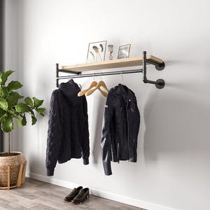 Minimalist  Heavy duty wall mounted clothes rack, Wall mounted clothes rail,wall Garment rack, Scaffold boards not included