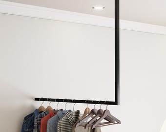 L-Shaped Corner Clothes Rail Wall-Mounted Industrial Hanger Black Steampunk Clothes Rack Organizer