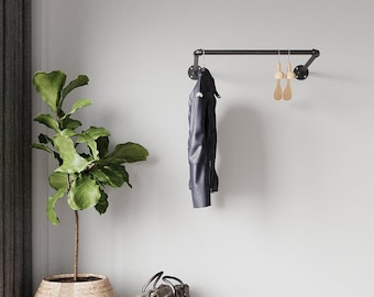 wall mounted clothes rack, Wall mounted clothes rail, Pipe rack, Garment rack, Clothes hanging rack, Hanging rail, Cloth rack Shop display