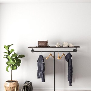 Stylish Minimalist Pipe Clothing Rail with Shelf - Custom Industrial Design (Board Not Included) image 2