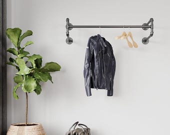 Heavy duty wall mounted clothes rack, Handmade clothes rail, Pipe rack, Garment rack Custom Sizes