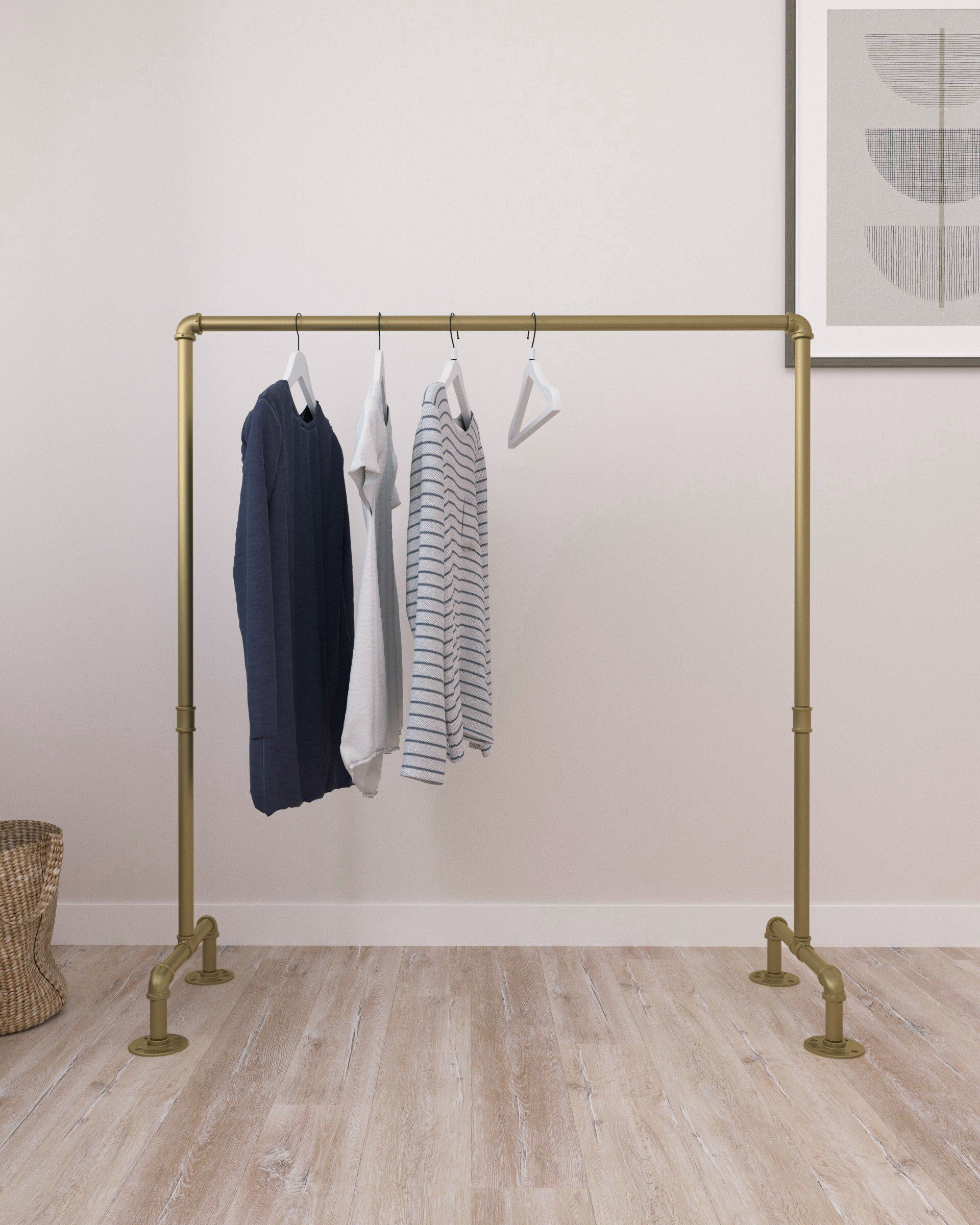Elevate Your Space With a Luxurious Gold Pipe Freestanding Clothes