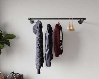 Industrial Pipe Pipework clothes rail rack storage wall mounted Urban Retro Steampunk Vintage Antique Rustic style