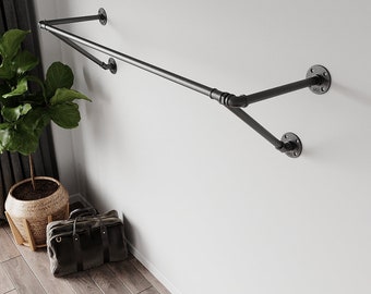 Buy Wall Mounted Clothes Rack, Wall Mounted Clothes Rail, Garment - Technical View