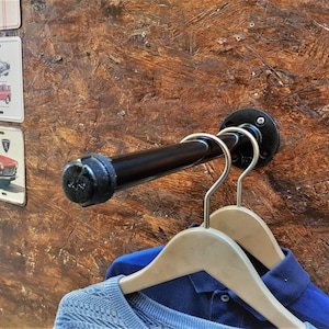 Industrial wall mounted clothes rack, Wall mounted clothes rail, Pipe rack, Garment rack, Clothes hanging rack, Hanging rail, Clothes rack image 3