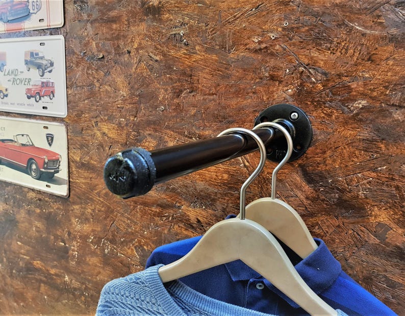 Industrial wall mounted clothes rack, Wall mounted clothes rail, Pipe rack, Garment rack, Clothes hanging rack, Hanging rail, Clothes rack image 3