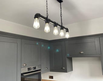 Industrialna lampa wisząca w stylu steampunk z 5 światłami – rustykalna metalowa oprawa rurowa