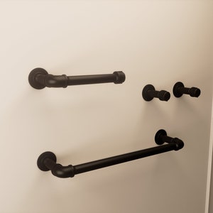 Set da Bagno in Tubi 4 Pezzi con Porta Asciugamani e Ganci Stile Rustico – Regalo Spa per la Casa