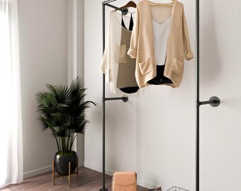 Handmade Urban Industrial Clothes Rail: Garment Rack, Wall Mounted