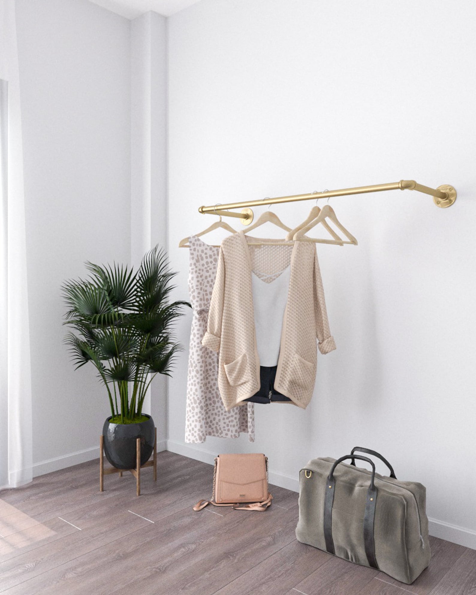 wall mounted clothes pole