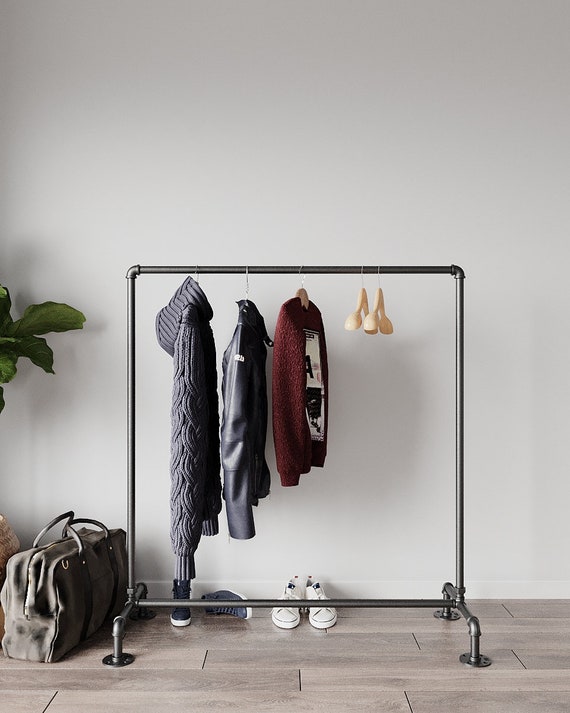 thumbnail image 2 of Industrial Pipe Style Free Standing Clothes Rack - Heavy Duty Steel, 61x27 Inches 2 of 5