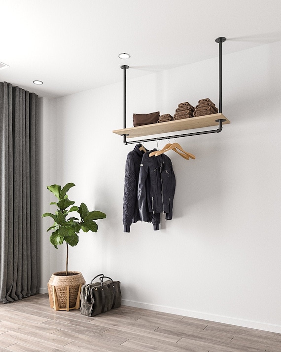 Industrial Clothes Rack Hanging Industrial Hanging Wardrobe Ceiling Steampunk Wood is Not Included Etsy