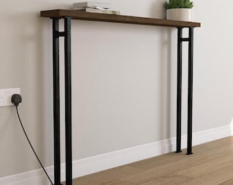 スリムな玄関コンソールテーブル：スリムな木製玄関テーブル、ブラック