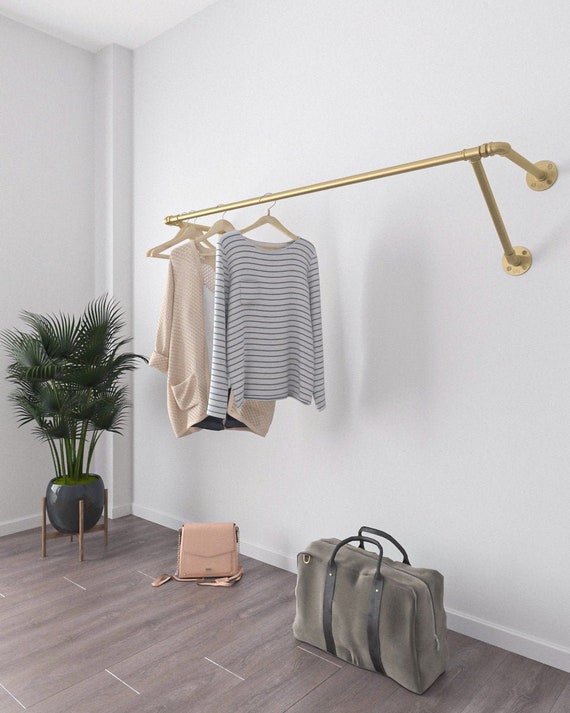Golden Wall Mounted Clothes Rack Wall Mounted Clothes Rail - Etsy