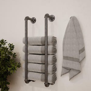 Paar Handtuchhalter aus Industrierohr | Badaufbewahrung im Landhausstil | Wandmontage