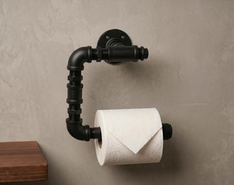 Industrial Pipe Toilet Roll Holder | Steampunk Bathroom Decor | Wall Mounted Loo Roll Holder | Rustic Industrial | Handmade UK