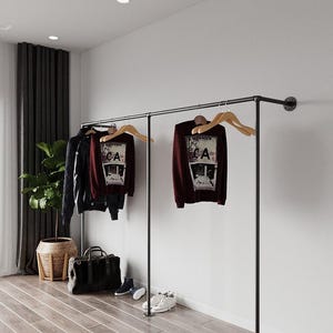 Handmade Industrial Clothes Rail: Black Malleable Iron Garment Rack