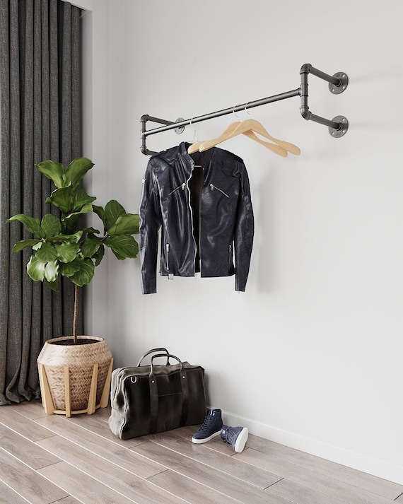 Heavy duty clothes rail wall mounted hot sale