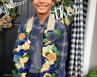 School Color Graduation Celebration Rose Hawaiian Ribbon Lei