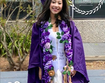 School Color Graduation Celebration Rose Hawaiian Ribbon Lei