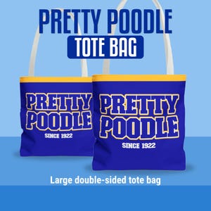 Pretty Poodle Tote Bag - 18x18 Double-Sided Sorority Bag | Royal Blue & Gold | SGRho Inspired Gift Since 1922