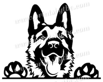 Peeking German Shepherd Decal Sticker Pet Dog Tumbler Cars JDM Trucks Walls Window Hydro Flask Vinyl Weatherproof 22 Variations Gift Idea