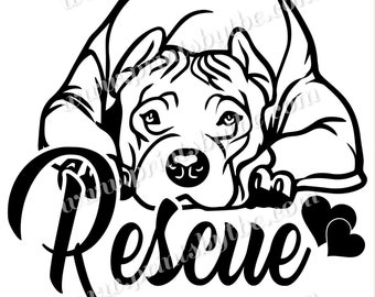 Rescue Pitbull Heart Decal - Weatherproof Vinyl Sticker