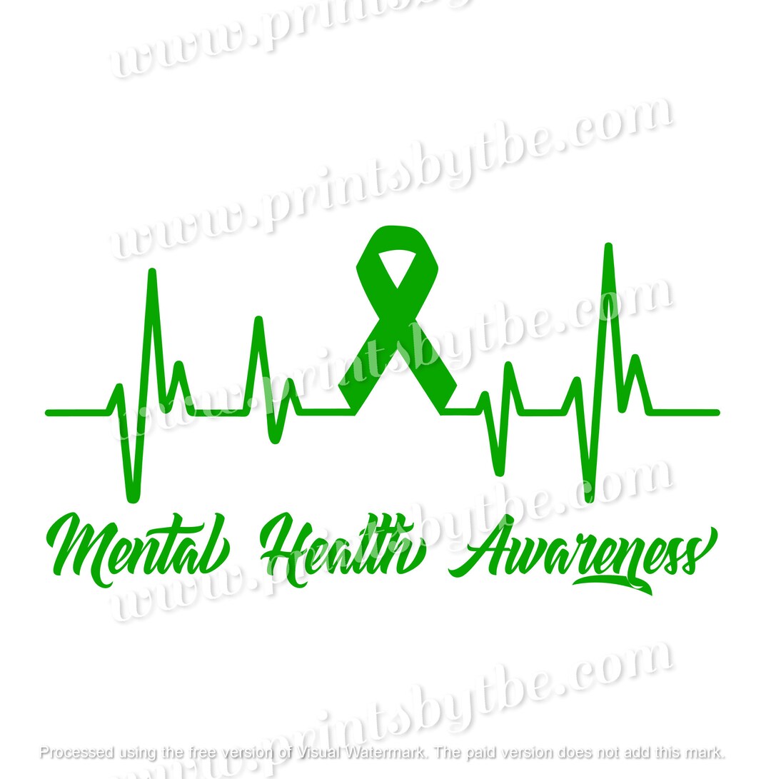 Mental Health Awareness Heartbeat Green Ribbon Vinyl Decal - Etsy