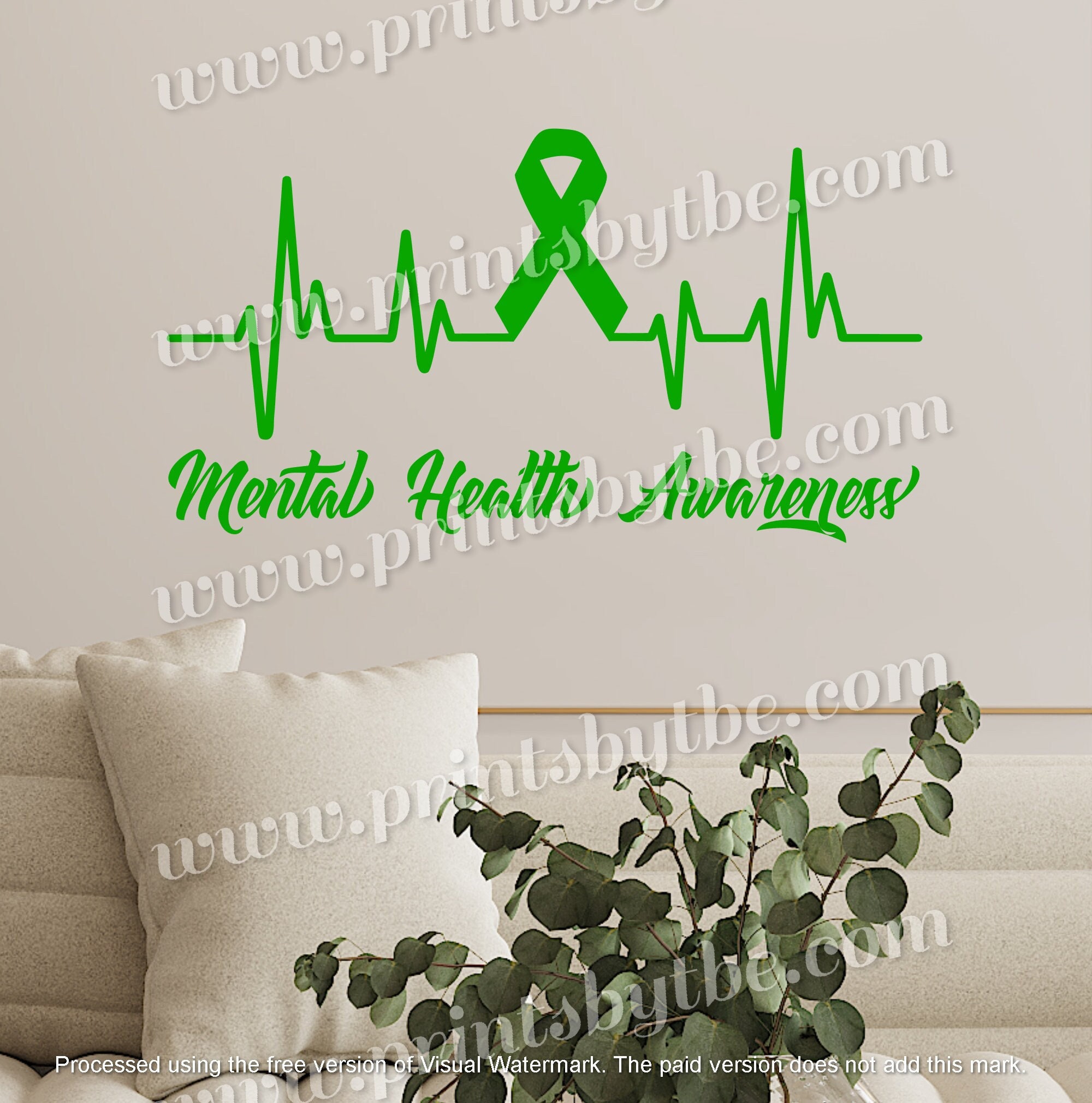 Mental Health Awareness Heartbeat Green Ribbon Vinyl Decal - Etsy