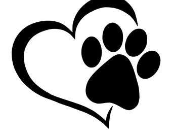 Heart Dog Cat Paw Decal Stickers Pet Dog Tumbler Cars JDM Trucks Walls Window Hydro Flask Vinyl Weatherproof 22 Variations Gift Idea