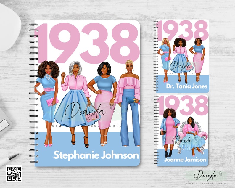 1938 Sisterhood In Pink & Blue The Original Planner Notebook Personalized Gift Shop For Her Doayda image 1