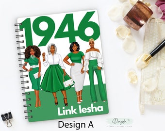 1946 Sisterhood In Green & White  | The Original Planner Notebook | Personalized Gift Shop For Her | Doayda