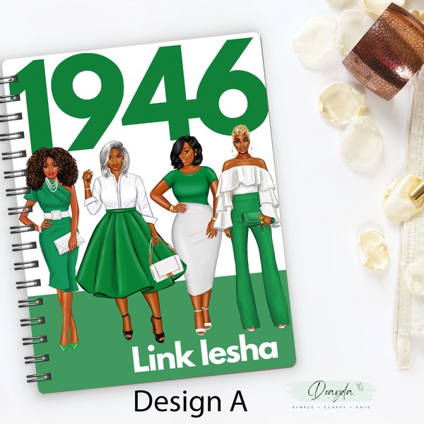 1946 Sisterhood In Green & White  | The Original Planner Notebook | Personalized Gift Shop For Her | Doayda