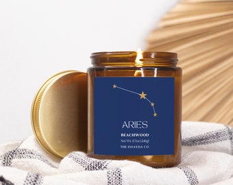 Aries Beachwood 9oz. Amber Jar Candle - Astro Essence Collection