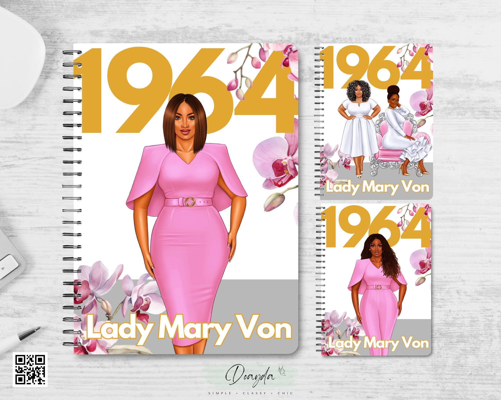 1964 Sisterhood In Pink Gold Silver Crown | The Original Planner Notebook | Personalized Gift Shop For Her | Doayda